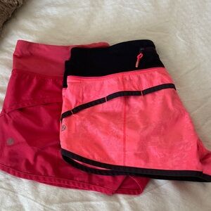 Lulilemon speed shorts size 6 Peach/ grey and Coral